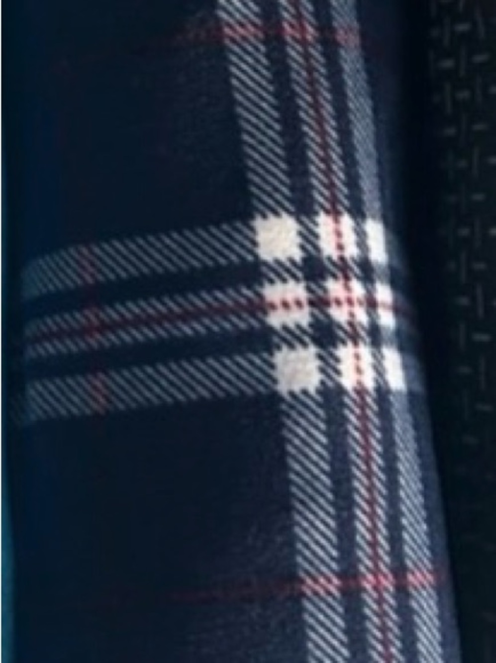 LuLaRoe Navy Plaid Leggings with White and Red Stripes New TC
